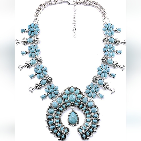 Lovage Bohemian Howlite Stone Squash Blossom Necklace - Picture 8 of 8